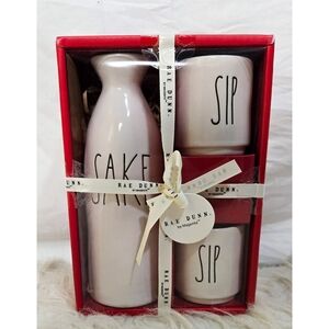 Rae Dunn Sake Pitcher Box Set Cups Sip White